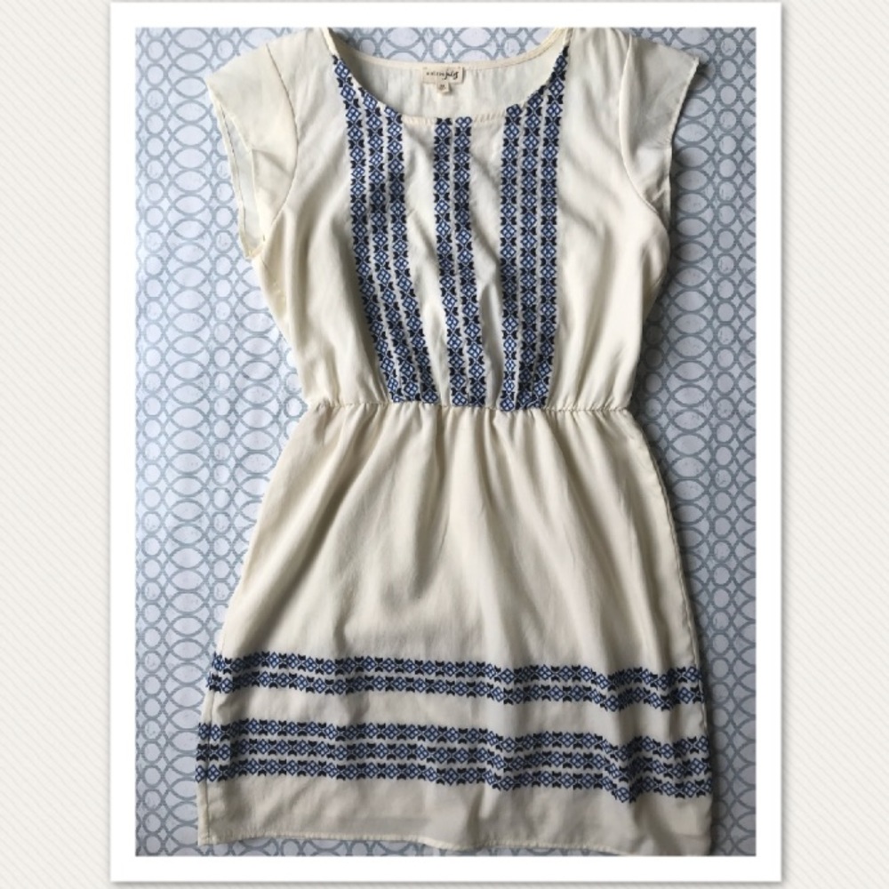 Maison Jules Embroidered Linen Look Dress, Sz M